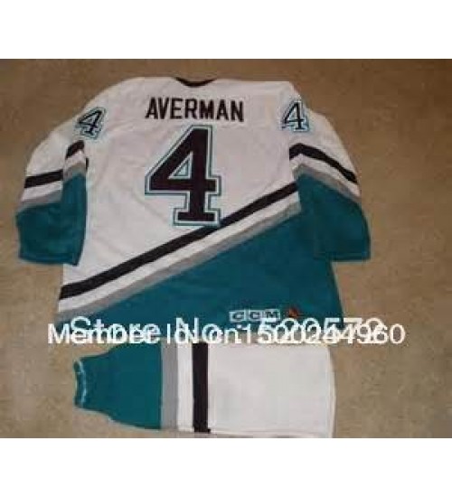 Custom Anaheim Mighty Ducks 4 Averman White Hockey Jersey Black Name and Number